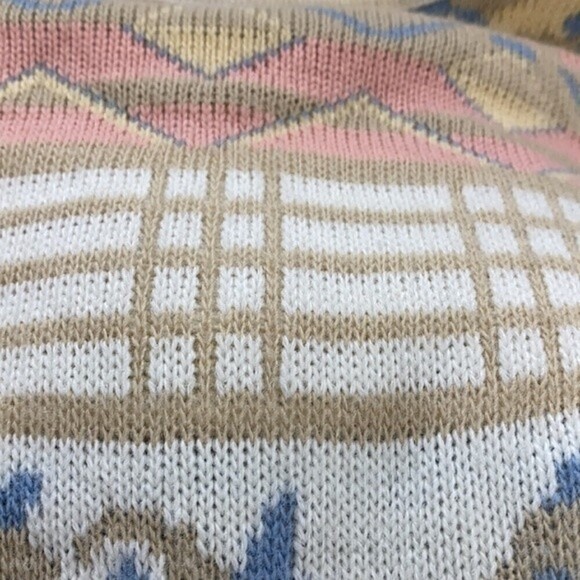 VINTAGE KEREN Pastel Abstract Knit Crewneck Grandma Sweater Slouchy Oversized - Picture 8 of 8